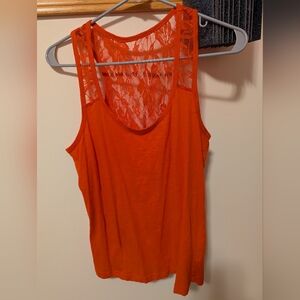 Orange Lace Detail Women's Top